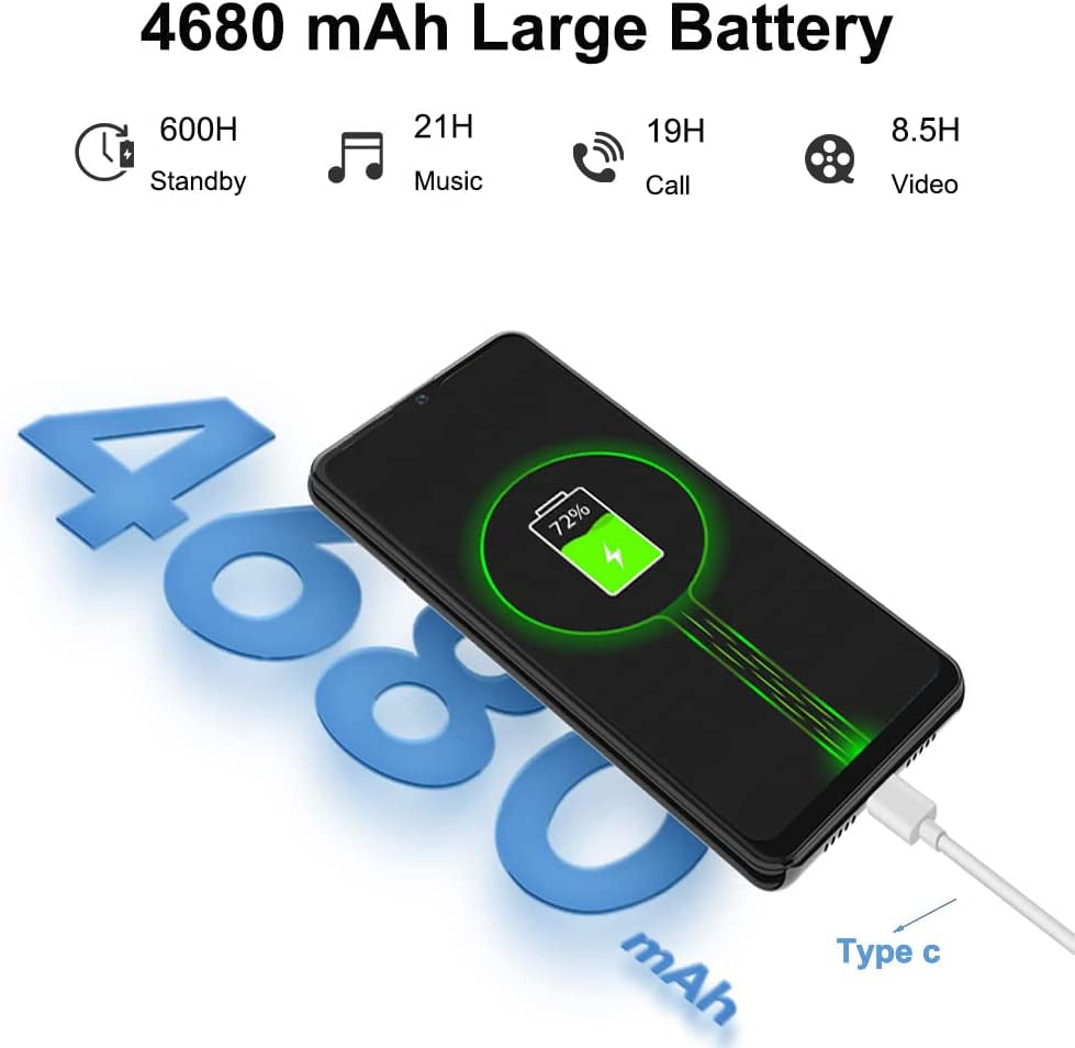 Unlocked Smartphones, A80 Plus, Dual Sim Unlocked Cell Phones, Bundle Android 10 OS 4GB+64GB ROM, 6.5" HD+, Fingerprint Face Detection, 4680Mah Capacity Battery, 4G Tmobile Android Phone