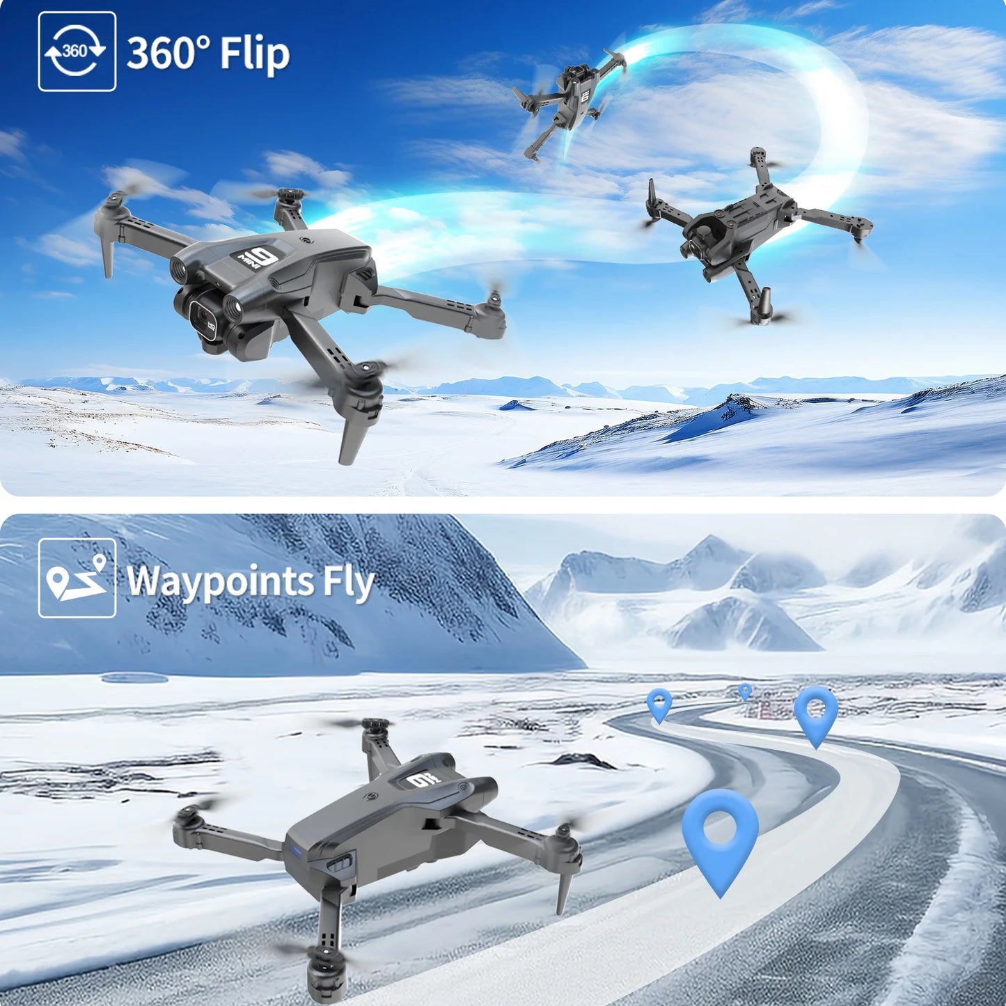 RC Drone with HD Camera, Foldable Quadcopter, Dual Batteries, 30-Min Flight, Altitude Hold, Gesture Control